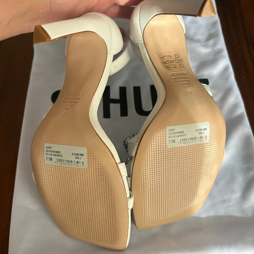 SCHUTZ White Rhinestone Embellished Heels - Picture 6 of 6